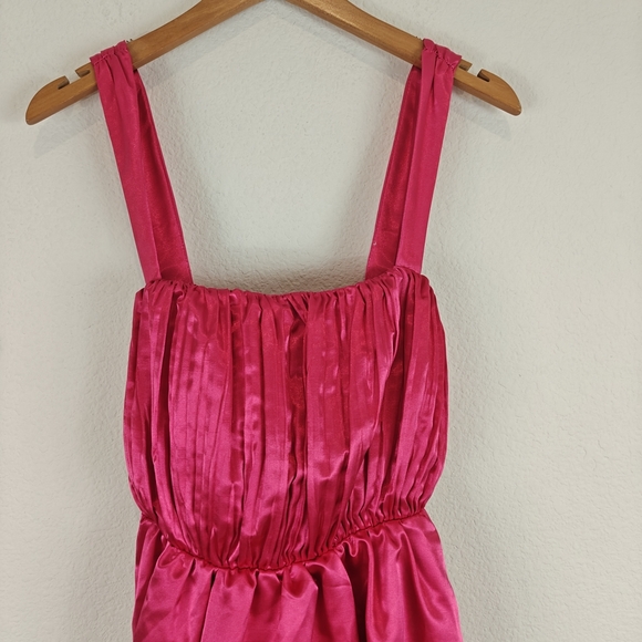 Anthropologie Maeve Nwot Pink Bow-Tie Satin Mini Dress Fairycore Whimsical Sz 4 - Picture 9 of 16